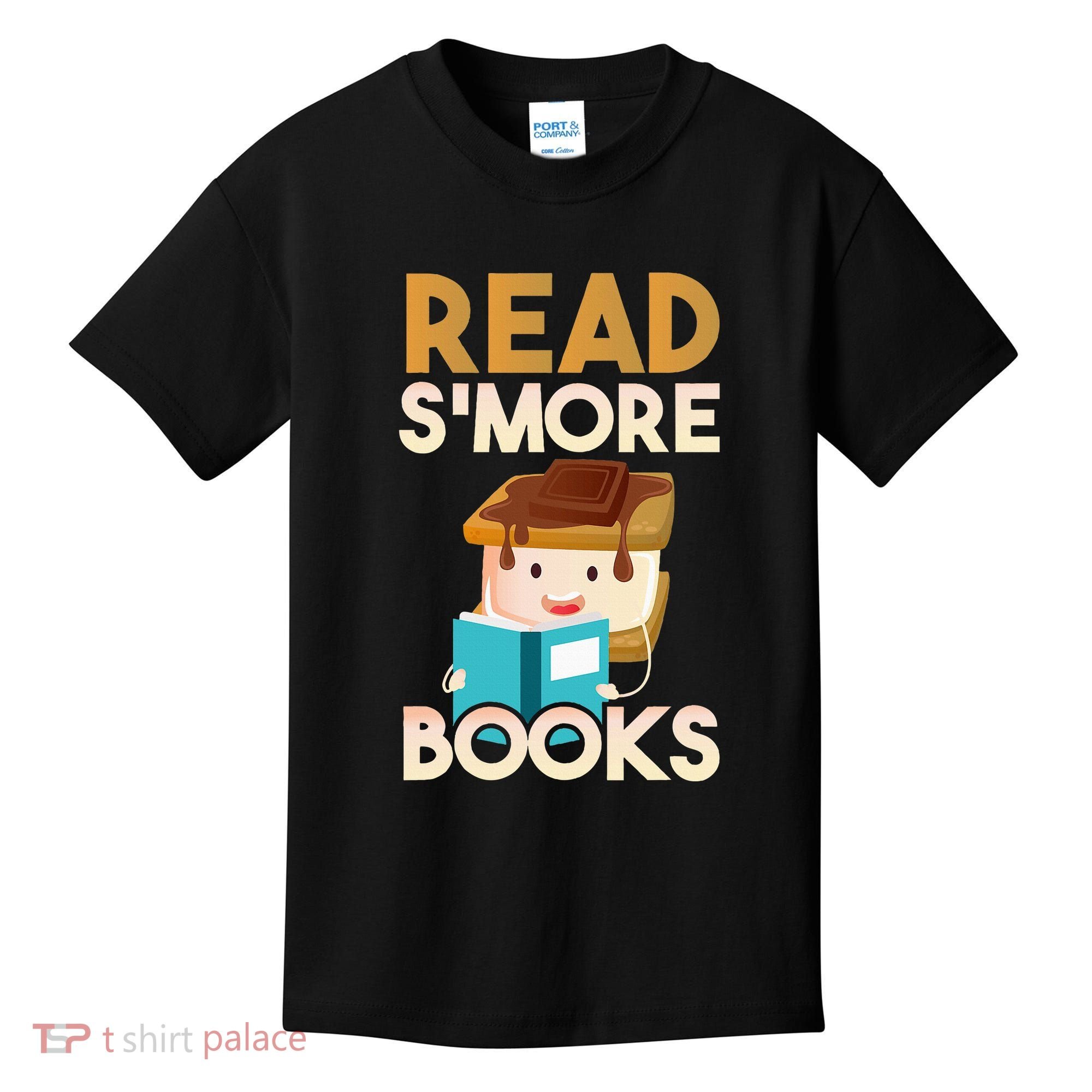 Read SMore Books Camping Bookworm Boy Cute Librarian Kids T-Shirt