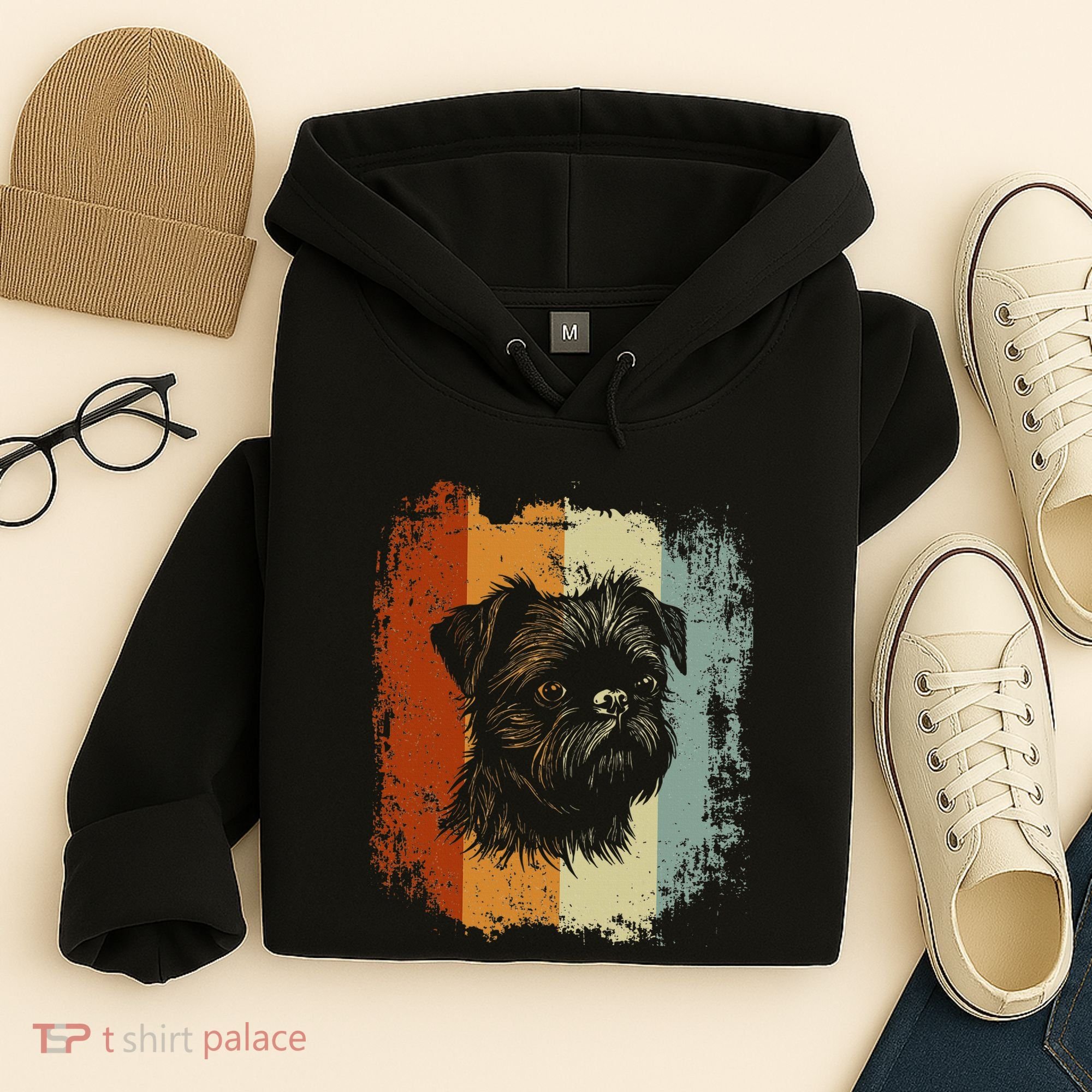 Retro Style Brussels Griffon Dog Hoodie