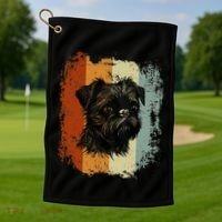 Retro Style Brussels Griffon Dog Golf Towel thumb 1