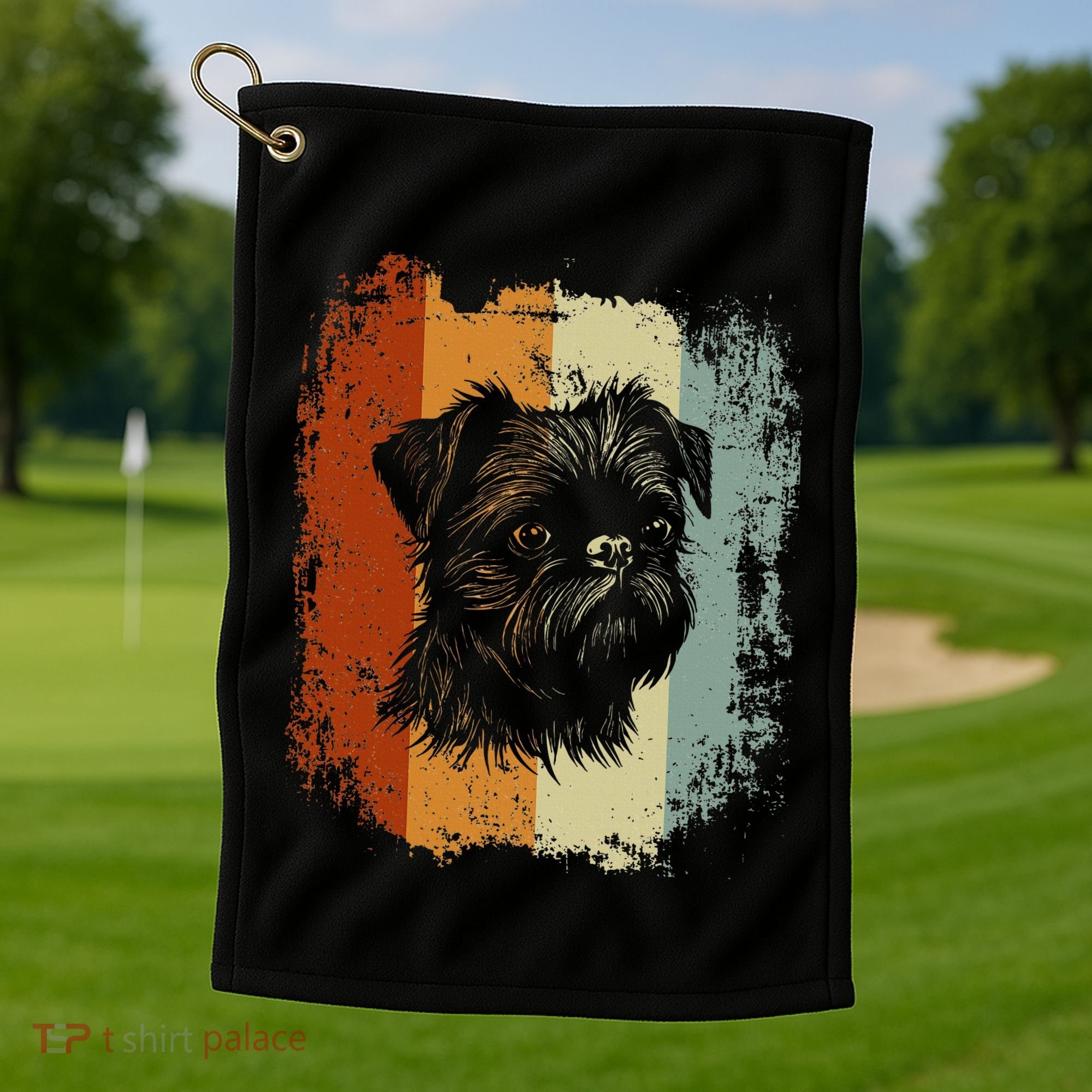 Retro Style Brussels Griffon Dog Golf Towel