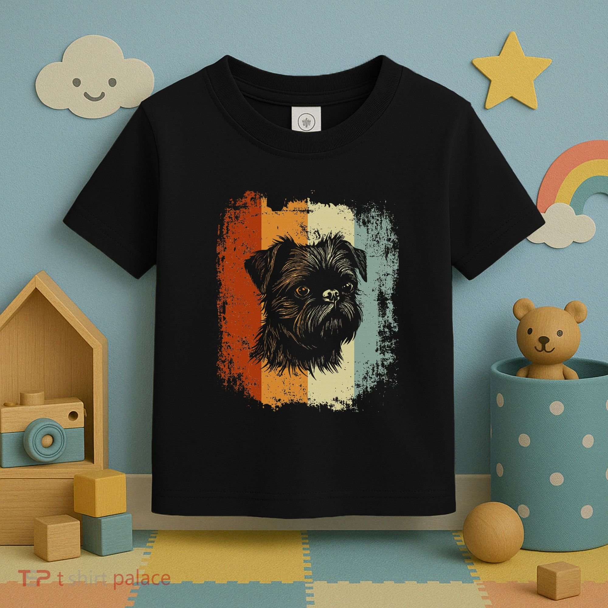 Retro Style Brussels Griffon Dog Toddler T-Shirt