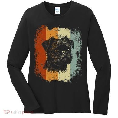 Retro Style Brussels Griffon Dog Women's Long Sleeve Shirt