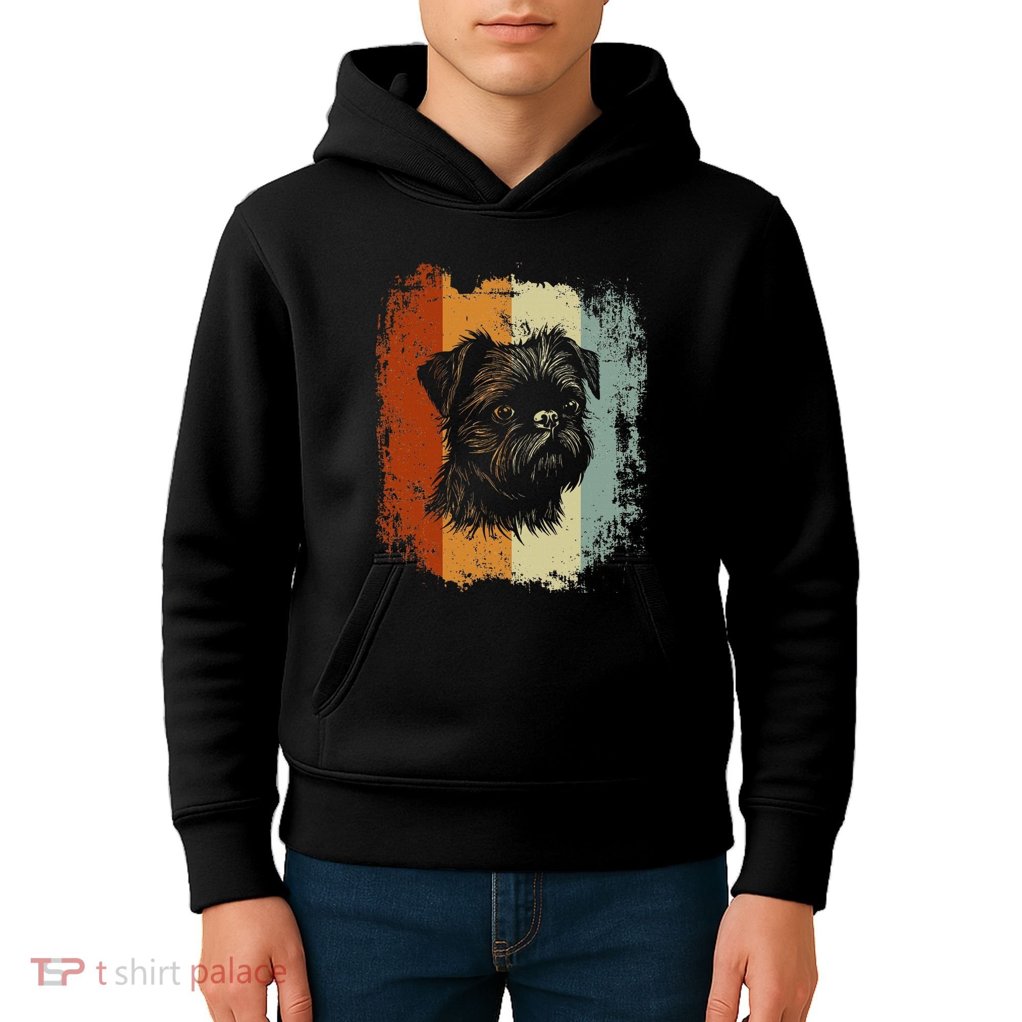 Retro Style Brussels Griffon Dog Kids Hoodie