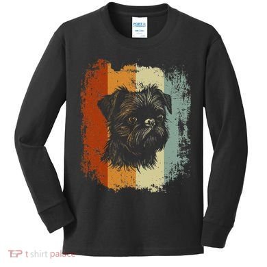Retro Style Brussels Griffon Dog Kids Long Sleeve Shirt