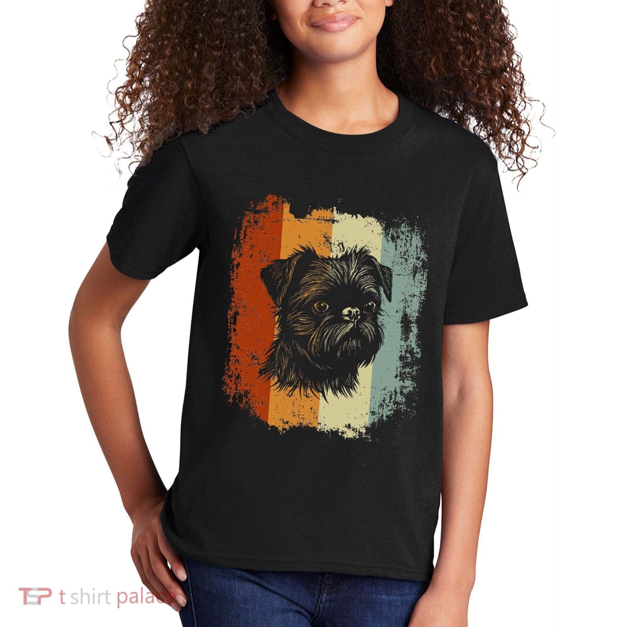 Retro Style Brussels Griffon Dog Kids T-Shirt