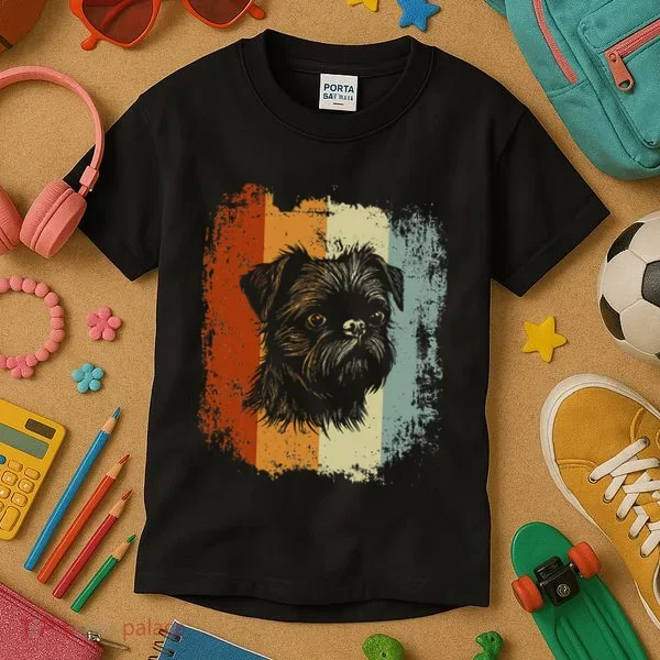 Retro Style Brussels Griffon Dog Kids T-Shirt