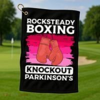 Rock Steady Boxing Knock Out ParkinsonS Awareness Golf Towel thumb 1