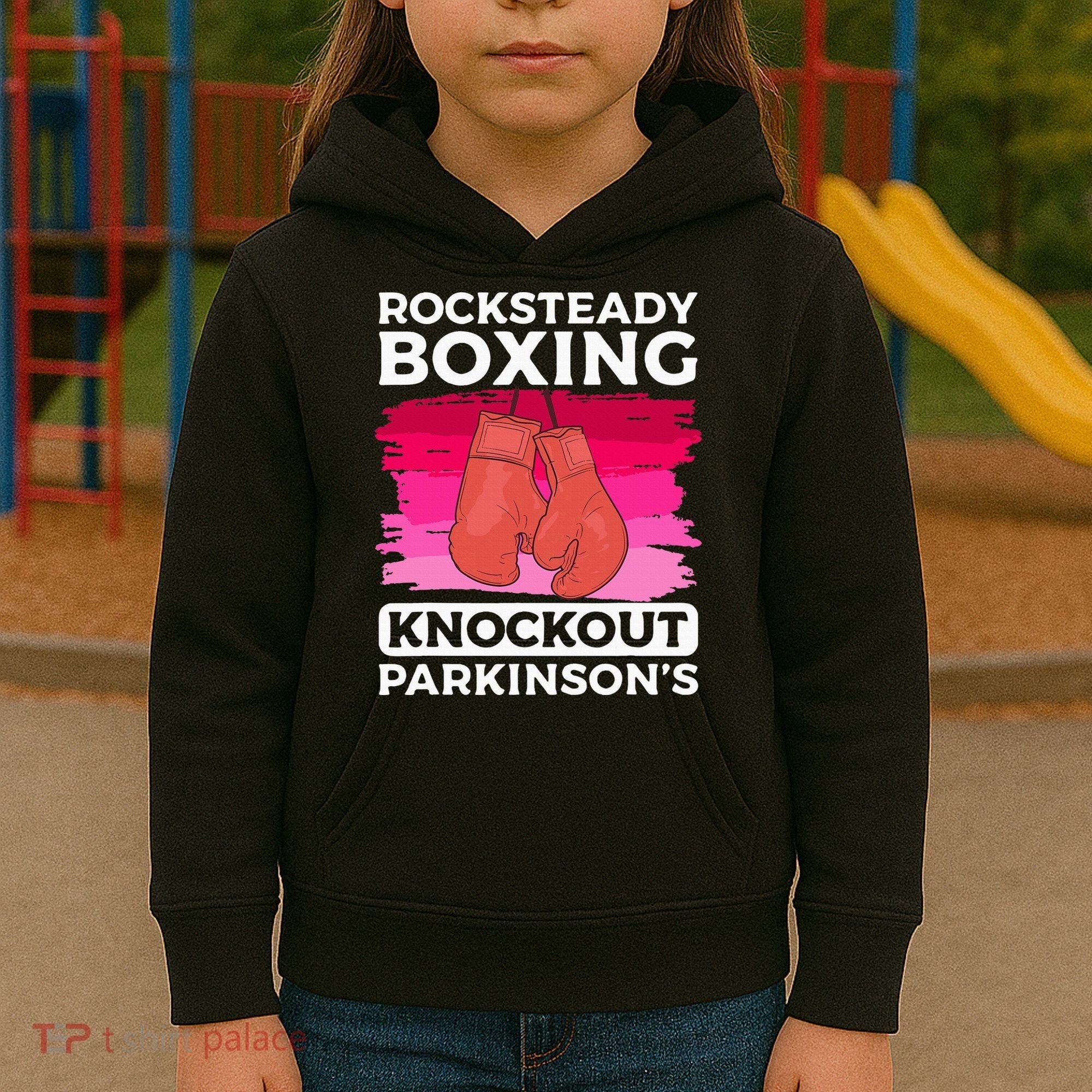 Rock Steady Boxing Knock Out ParkinsonS Awareness Kids Hoodie