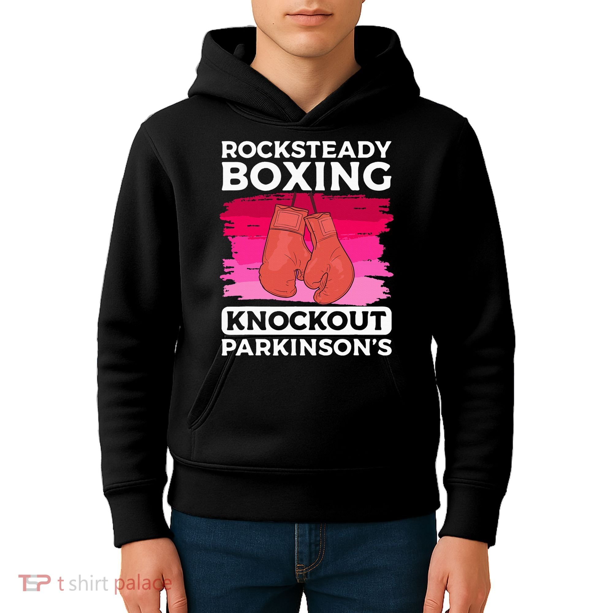 Rock Steady Boxing Knock Out ParkinsonS Awareness Kids Hoodie