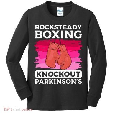 Rock Steady Boxing Knock Out ParkinsonS Awareness Kids Long Sleeve Shirt