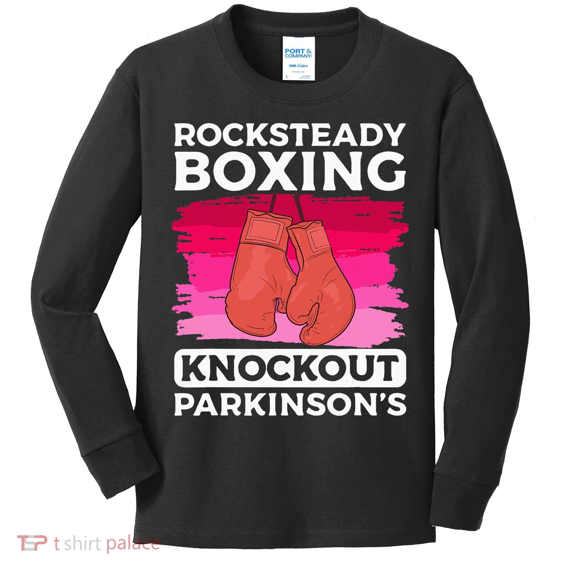 Rock Steady Boxing Knock Out ParkinsonS Awareness Kids Long Sleeve Shirt