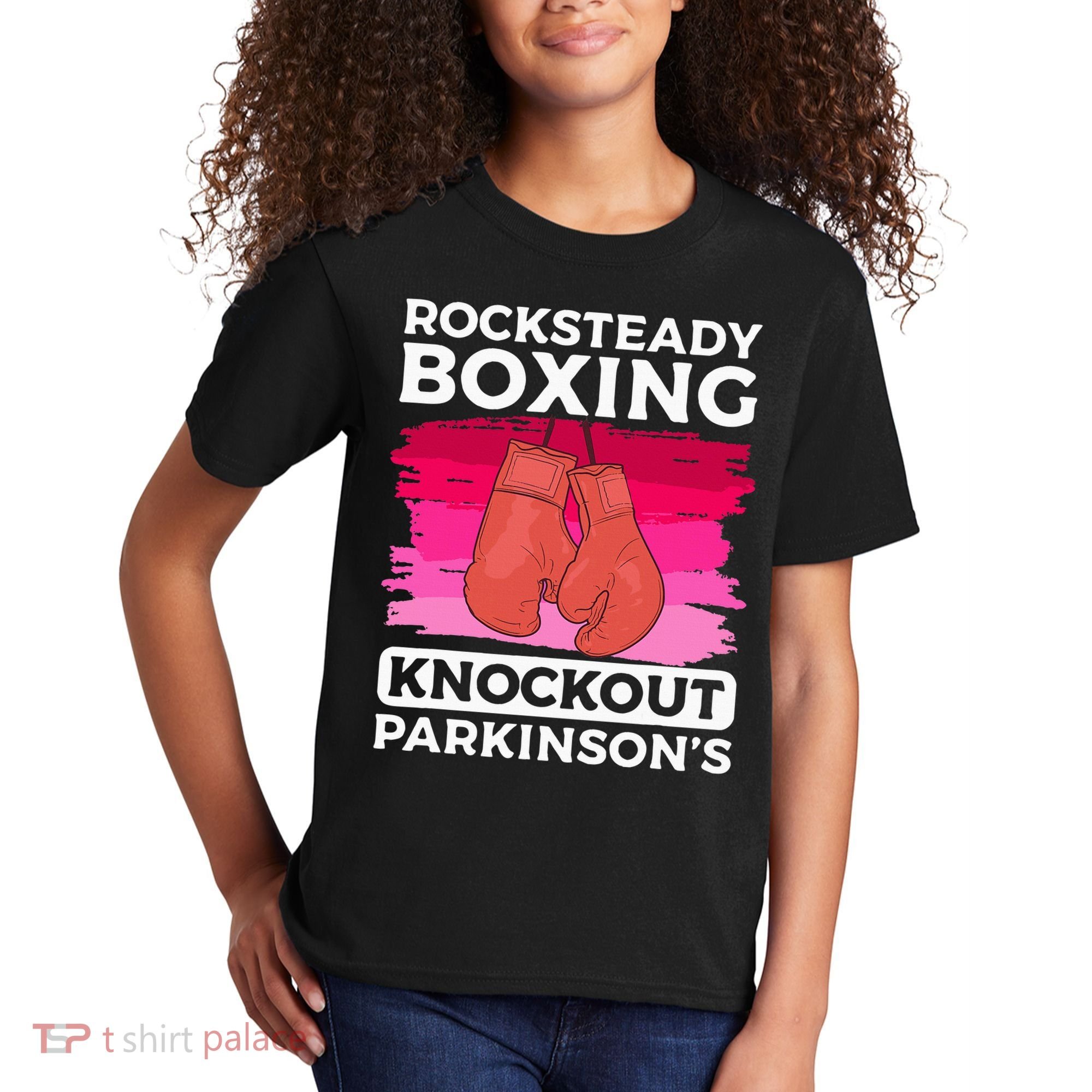 Rock Steady Boxing Knock Out ParkinsonS Awareness Kids T-Shirt