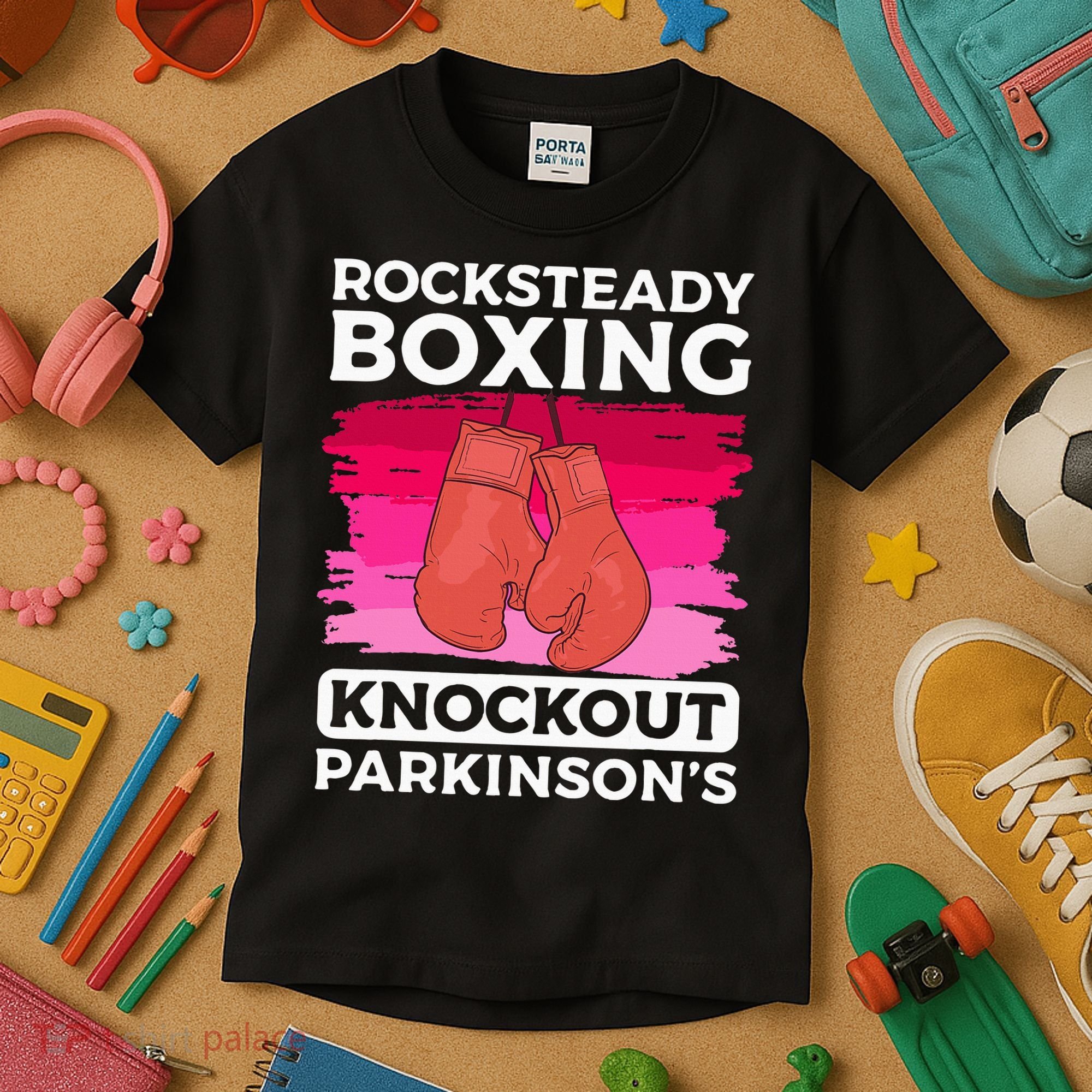 Rock Steady Boxing Knock Out ParkinsonS Awareness Kids T-Shirt
