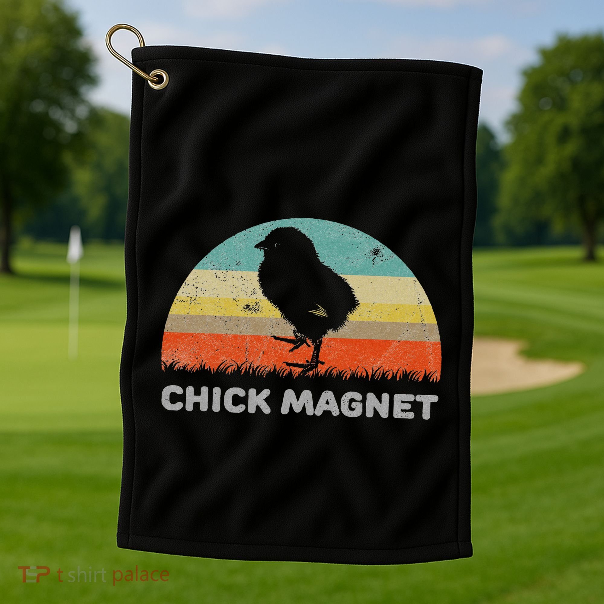 Retro Style Chick Magnet Golf Towel
