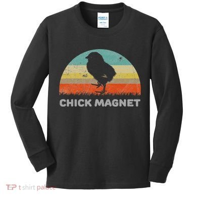 Retro Style Chick Magnet Kids Long Sleeve Shirt