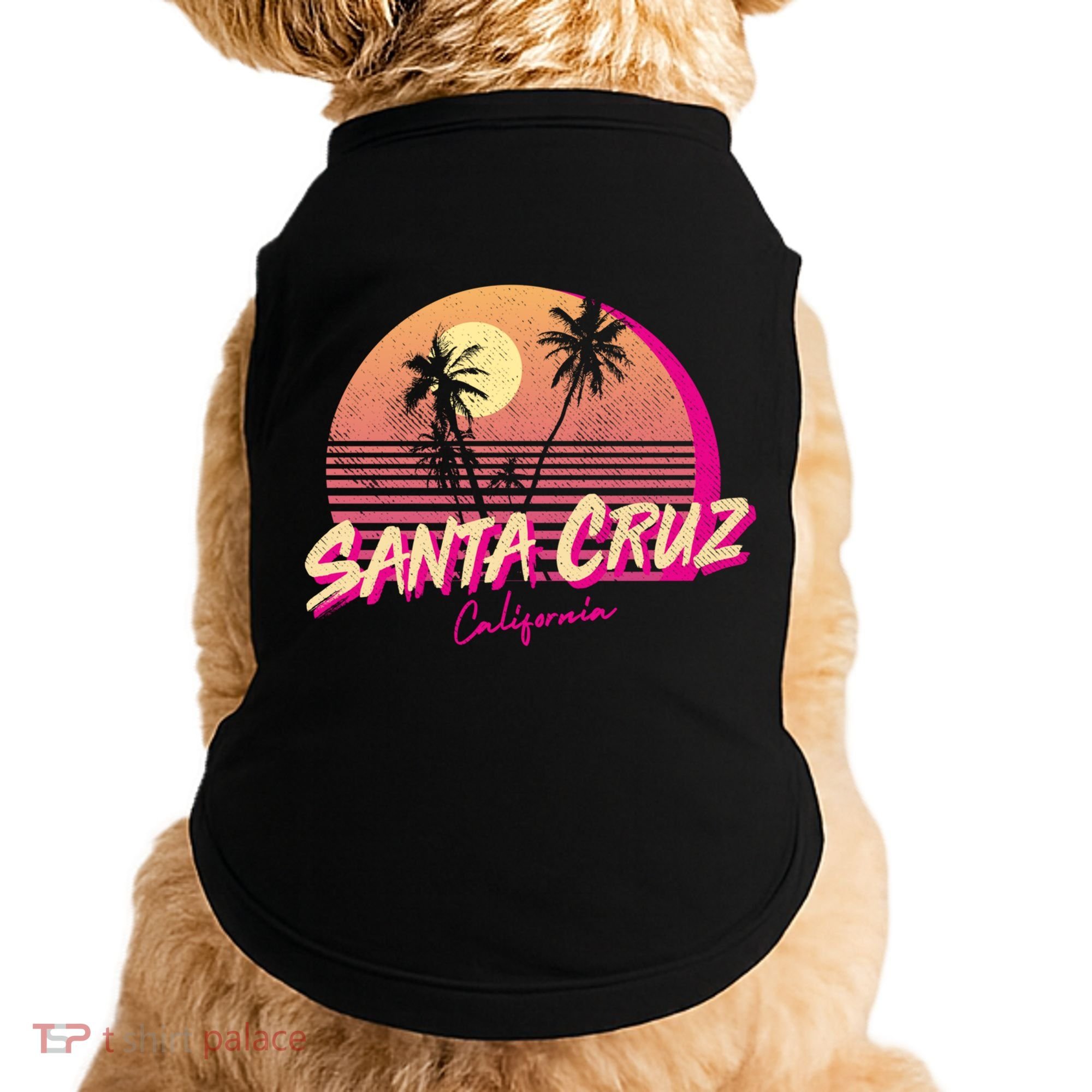 Retro Santa Cruz California Beach Sunset Gift Doggie Tank