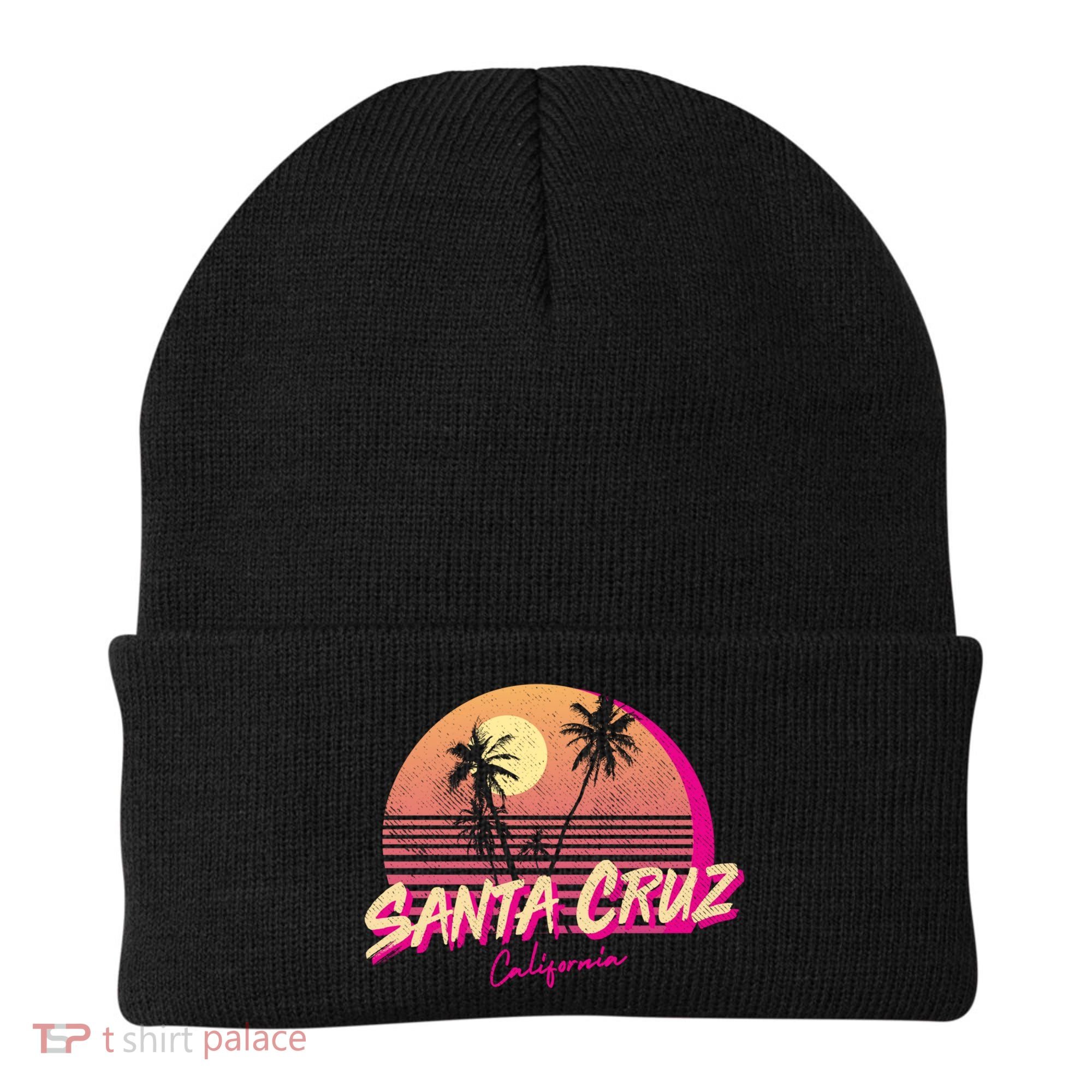 Retro Santa Cruz California Beach Sunset Gift Beanie