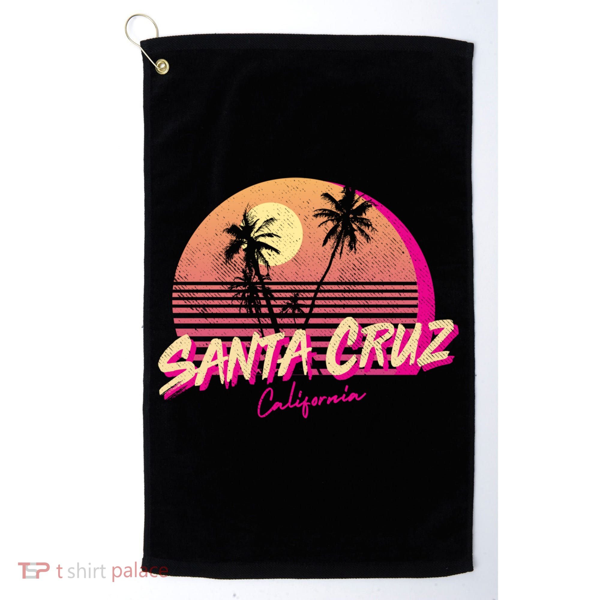 Retro Santa Cruz California Beach Sunset Gift Golf Towel