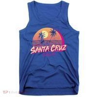 Retro Santa Cruz California Beach Sunset Gift Tank Top thumb 0