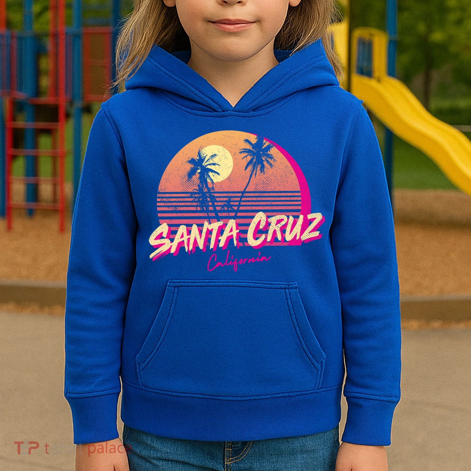 Retro Santa Cruz California Beach Sunset Gift Kids Hoodie