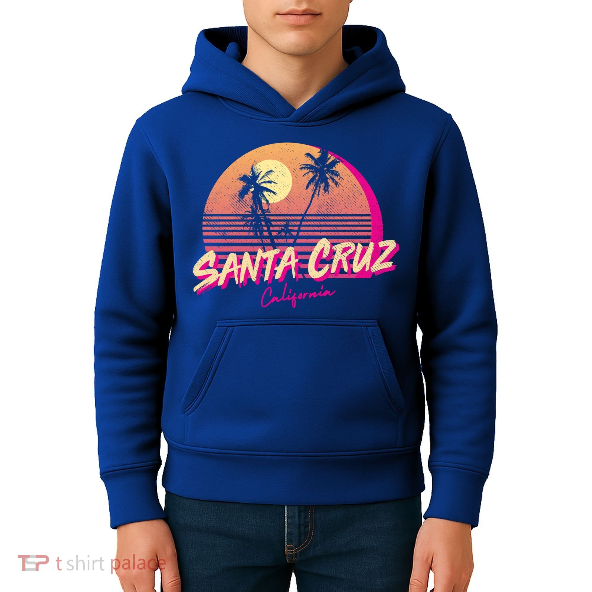 Retro Santa Cruz California Beach Sunset Gift Kids Hoodie
