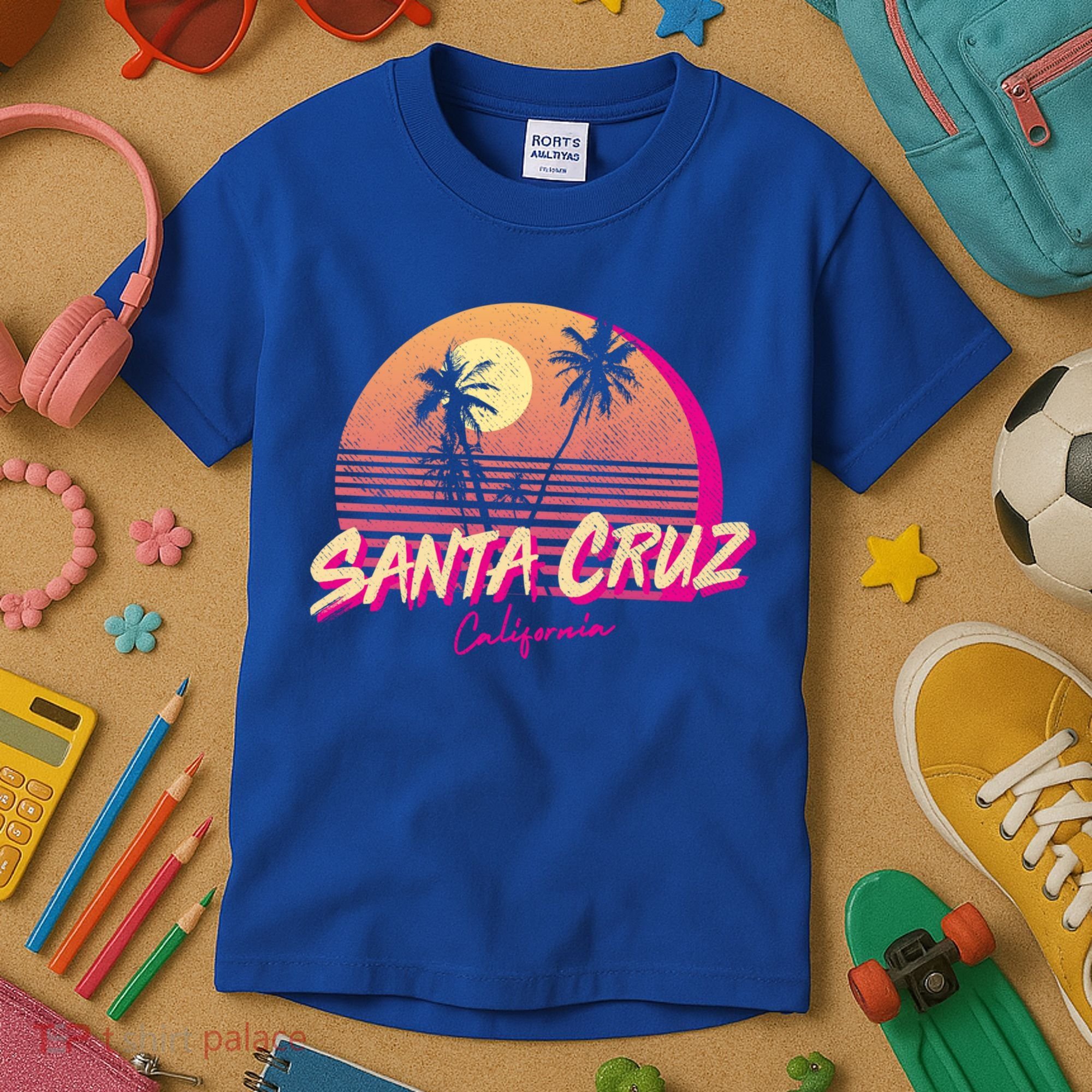 Retro Santa Cruz California Beach Sunset Gift Kids T-Shirt