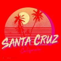 Retro Santa Cruz California Beach Sunset Gift Santa Hat thumb 1