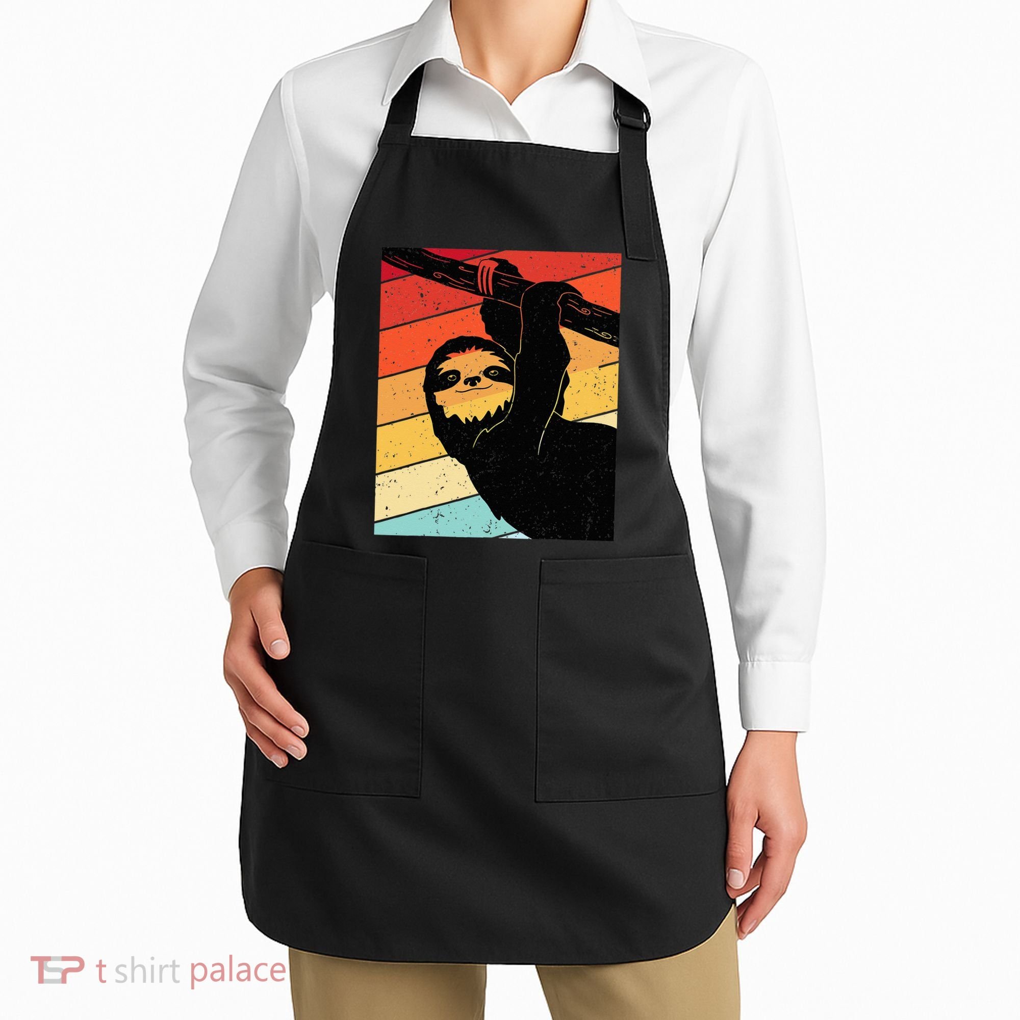 Retro Sloth Cute Sloth Lover Sloth Apron
