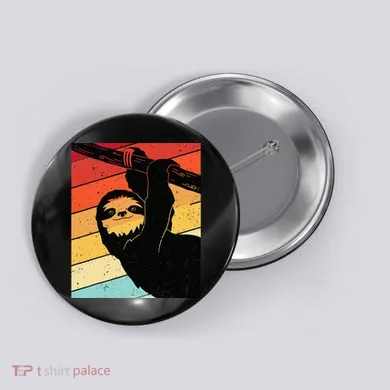 Retro Sloth Cute Sloth Lover Sloth Button