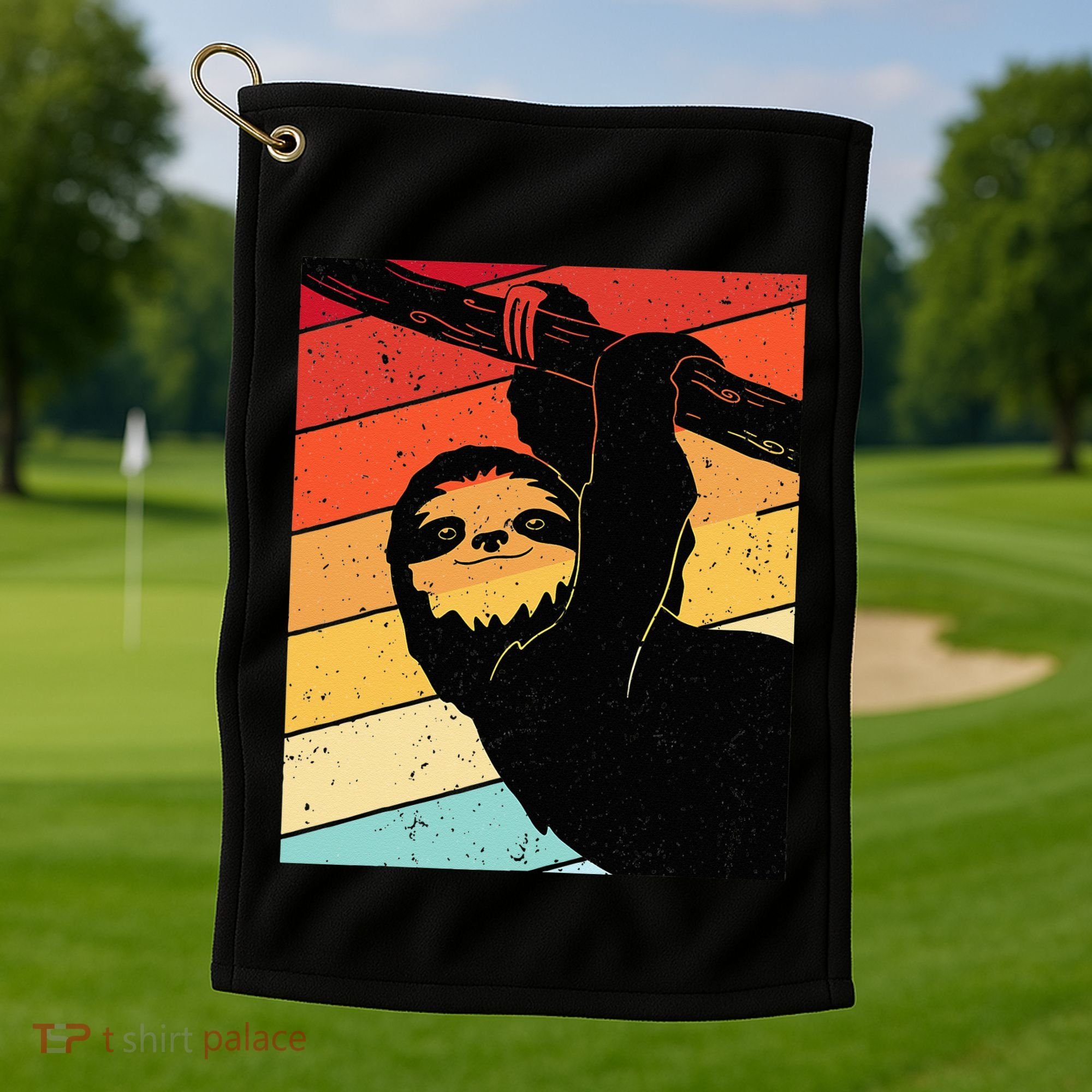 Retro Sloth Cute Sloth Lover Sloth Golf Towel