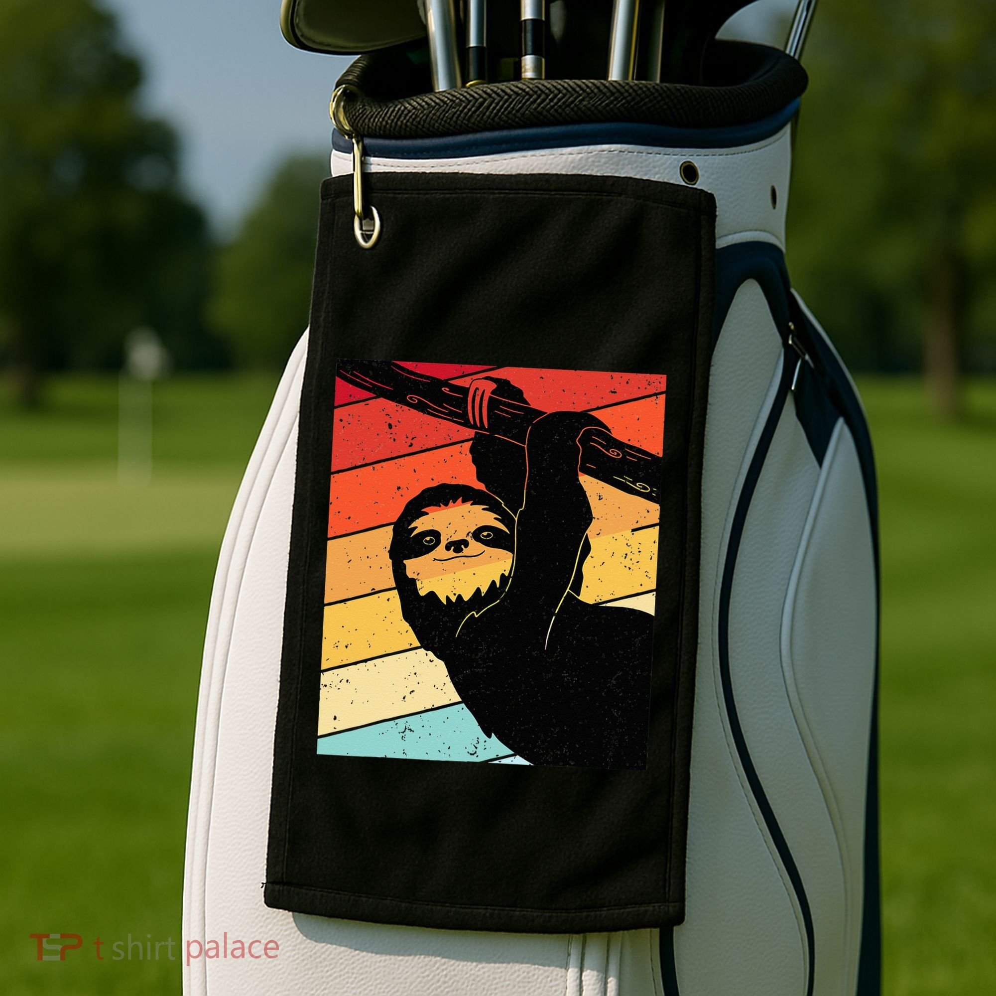 Retro Sloth Cute Sloth Lover Sloth Golf Towel