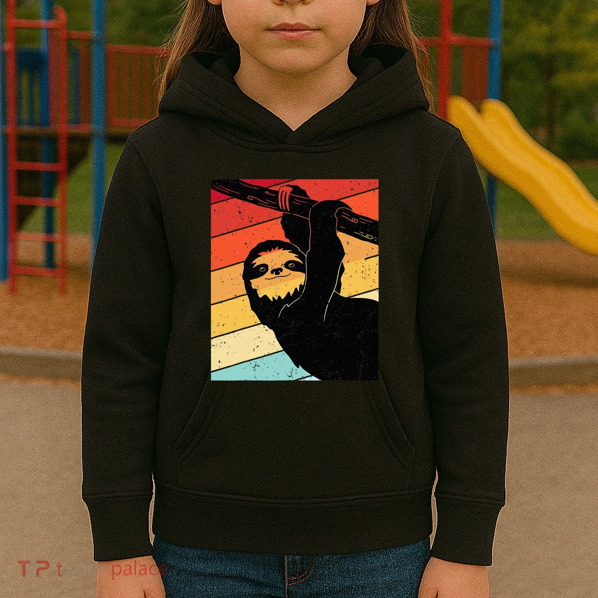 Retro Sloth Cute Sloth Lover Sloth Kids Hoodie