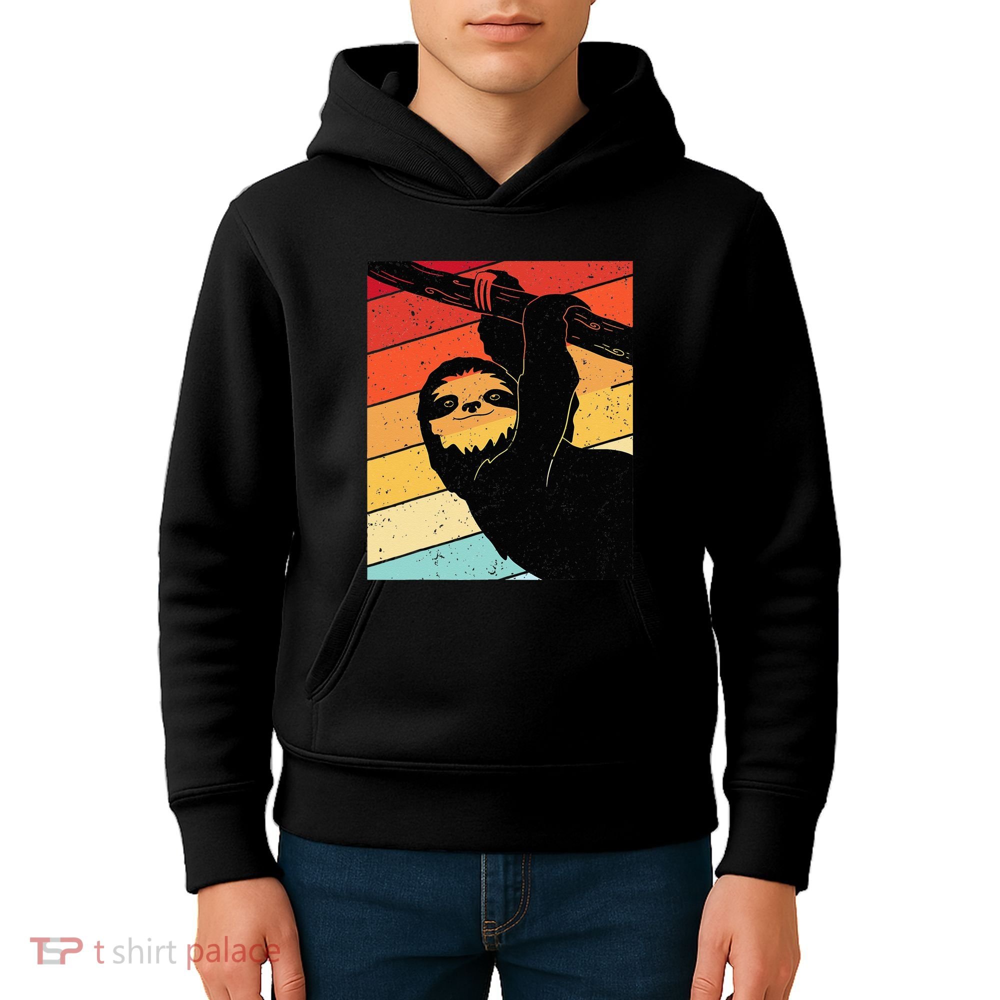 Retro Sloth Cute Sloth Lover Sloth Kids Hoodie