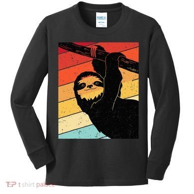 Retro Sloth Cute Sloth Lover Sloth Kids Long Sleeve Shirt