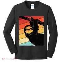 Retro Sloth Cute Sloth Lover Sloth Kids Long Sleeve Shirt thumb 0