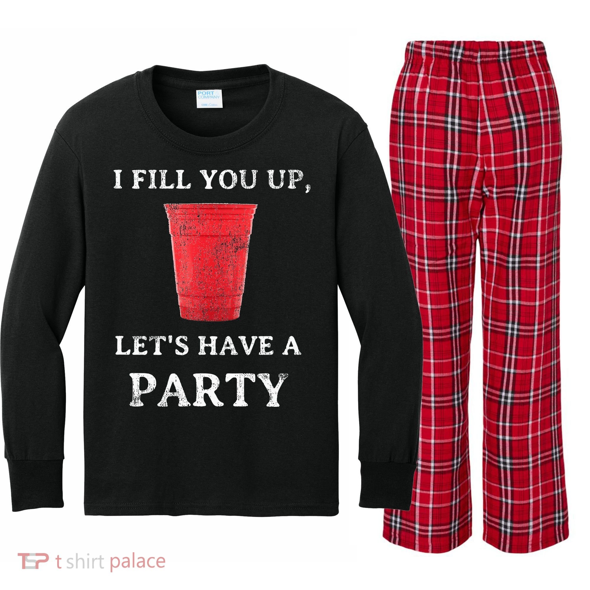 Red Solo Cup Summer Drinking Song Party Kids Long Sleeve Plaid Pajama Set