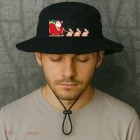 Rabbit Santa Christmas Sleigh Funny Rabbit Xmas Gift Bucket Hat thumb 2