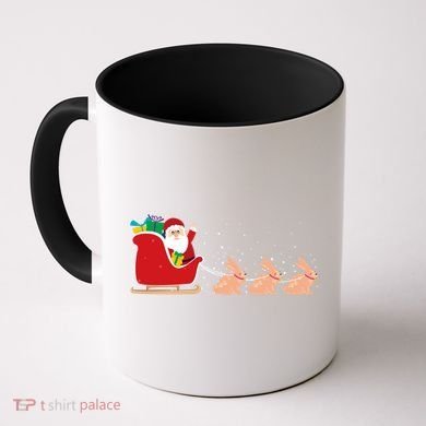 Rabbit Santa Christmas Sleigh Funny Rabbit Xmas Gift Coffee Mug