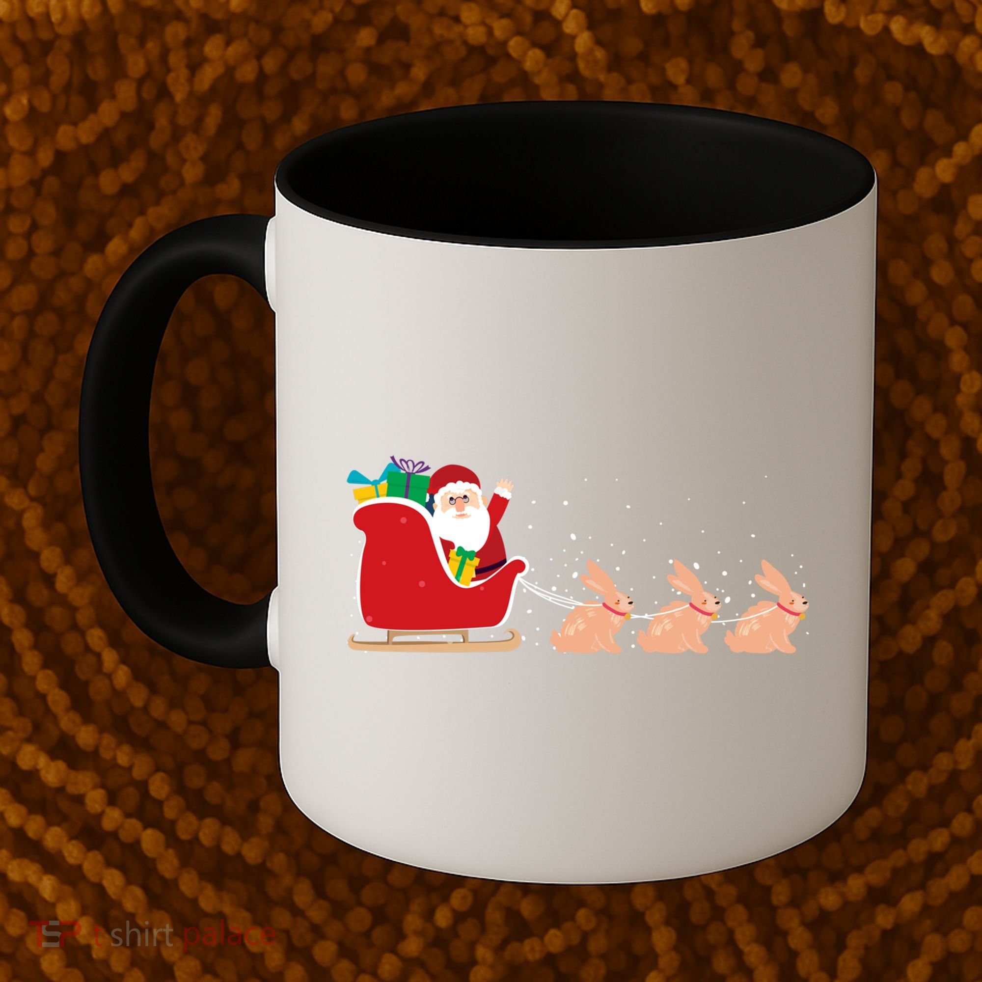 Rabbit Santa Christmas Sleigh Funny Rabbit Xmas Gift Coffee Mug