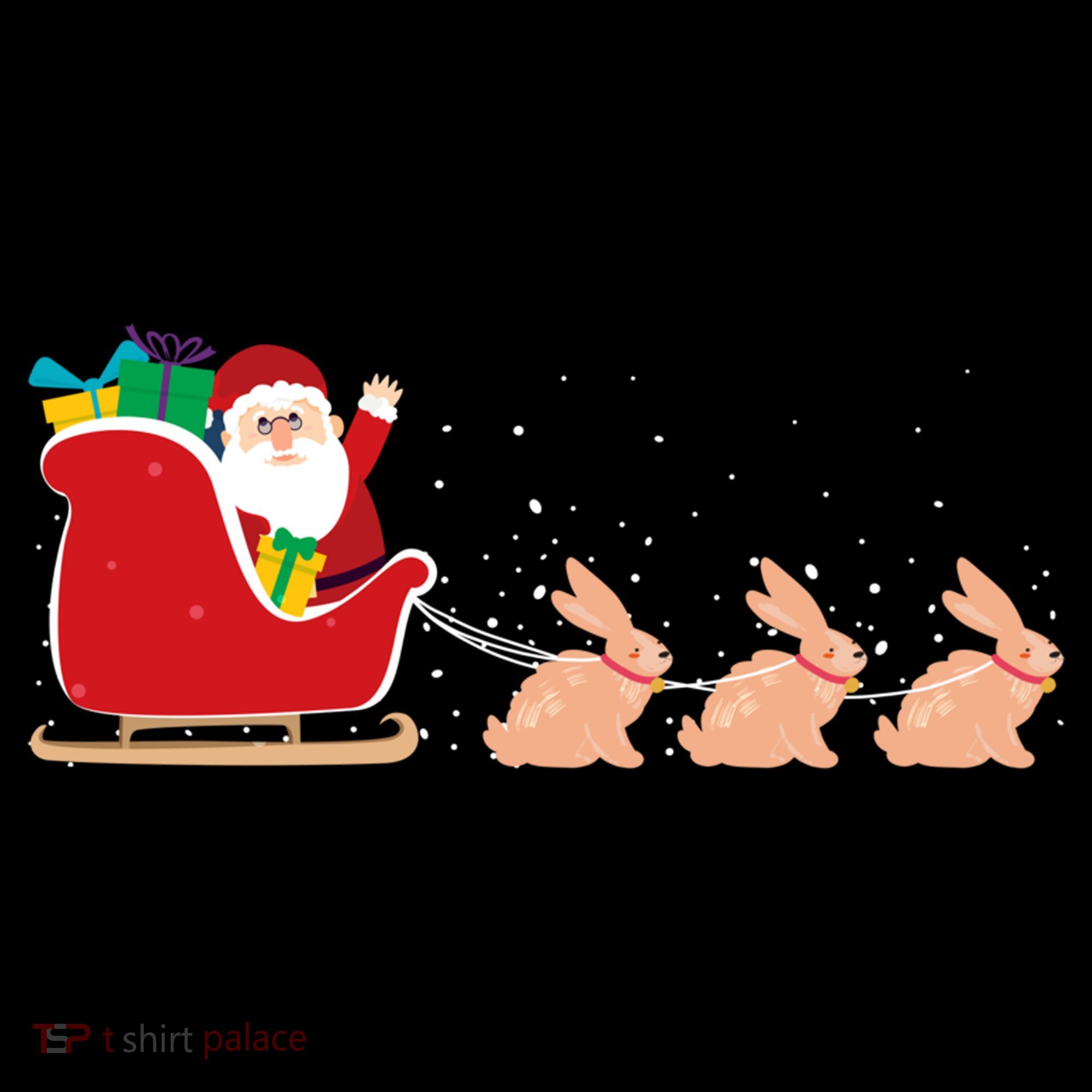 Rabbit Santa Christmas Sleigh Funny Rabbit Xmas Gift Women's Hoodie