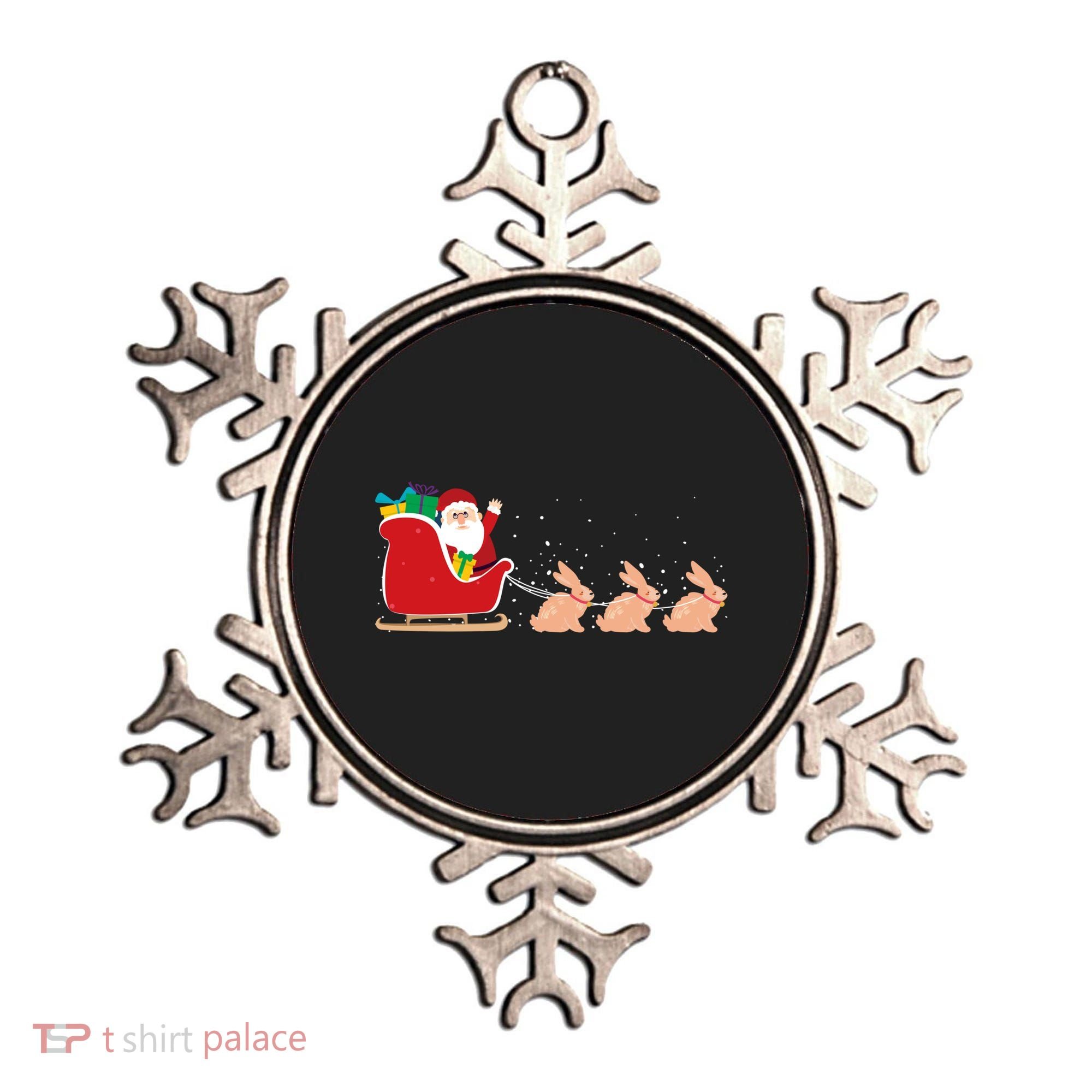 Rabbit Santa Christmas Sleigh Funny Rabbit Xmas Gift Ornament
