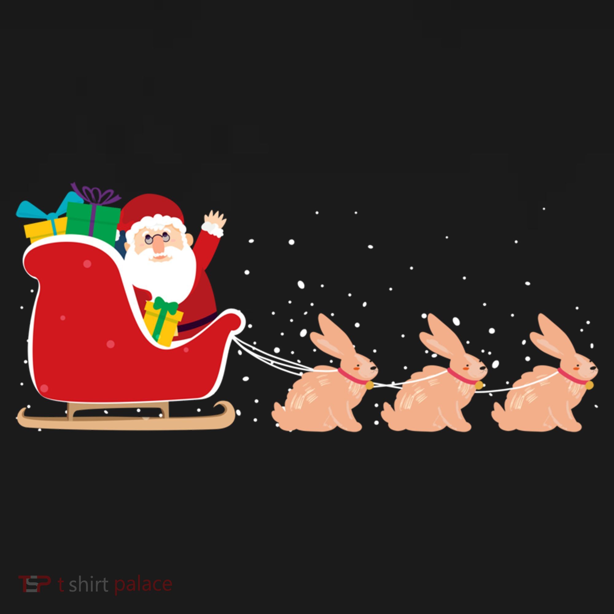 Rabbit Santa Christmas Sleigh Funny Rabbit Xmas Gift Ornament