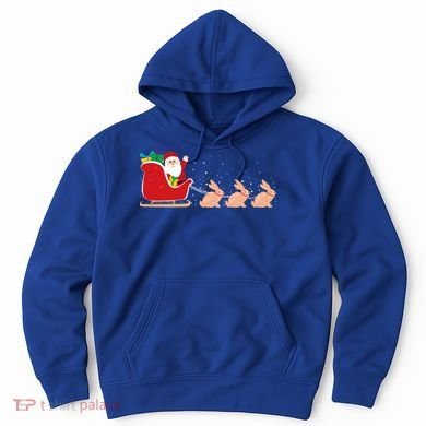 Rabbit Santa Christmas Sleigh Funny Rabbit Xmas Gift Hoodie