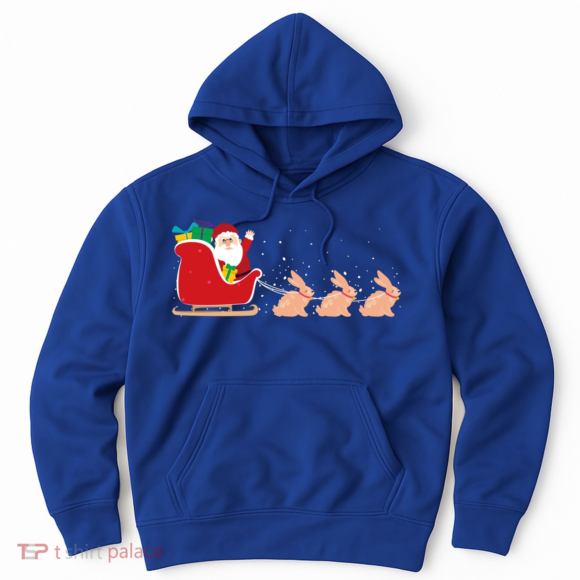 Rabbit Santa Christmas Sleigh Funny Rabbit Xmas Gift Hoodie