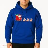 Rabbit Santa Christmas Sleigh Funny Rabbit Xmas Gift Hoodie thumb 2