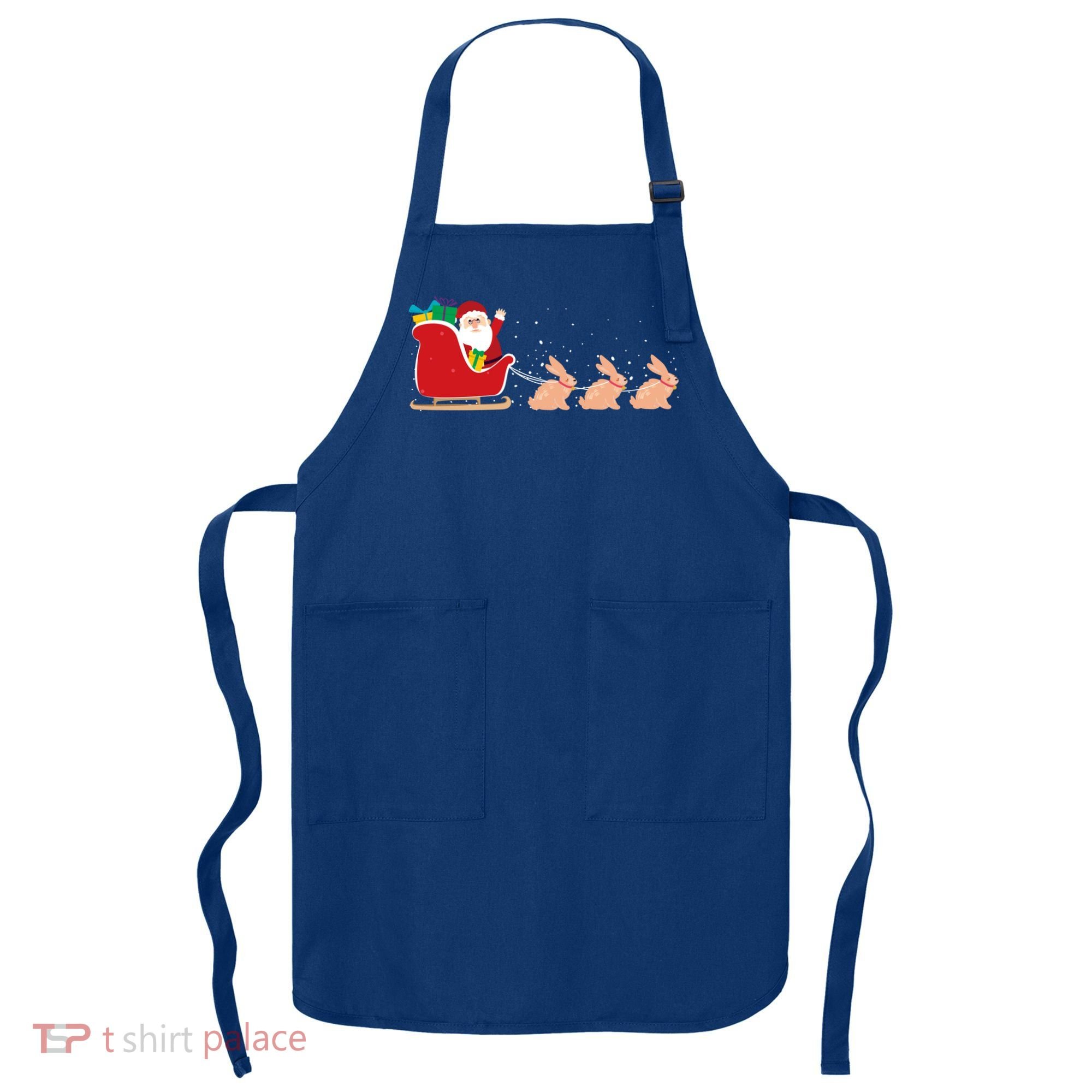 Rabbit Santa Christmas Sleigh Funny Rabbit Xmas Gift Apron