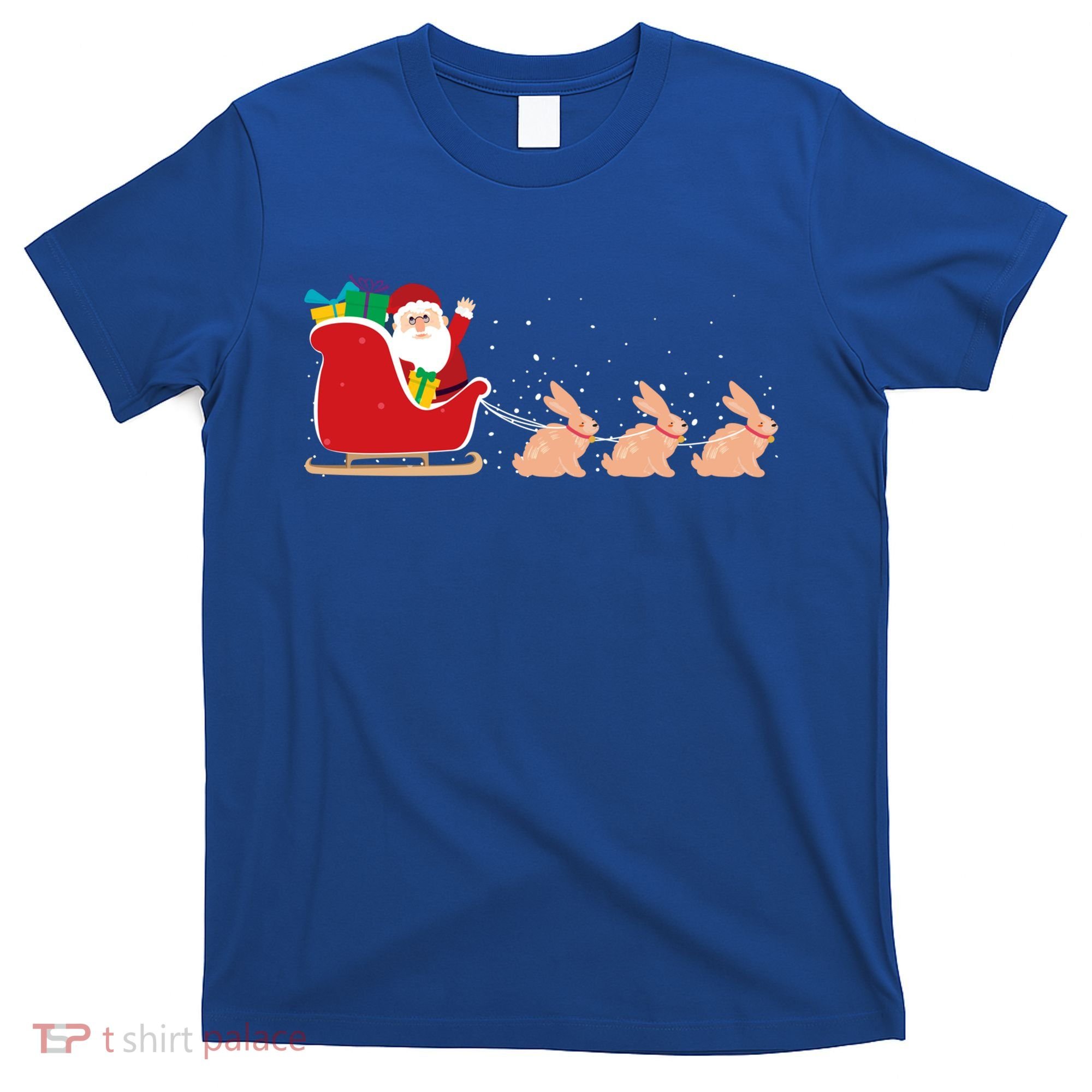 Rabbit Santa Christmas Sleigh Funny Rabbit Xmas Gift T-Shirt