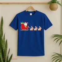 Rabbit Santa Christmas Sleigh Funny Rabbit Xmas Gift T-Shirt thumb 2