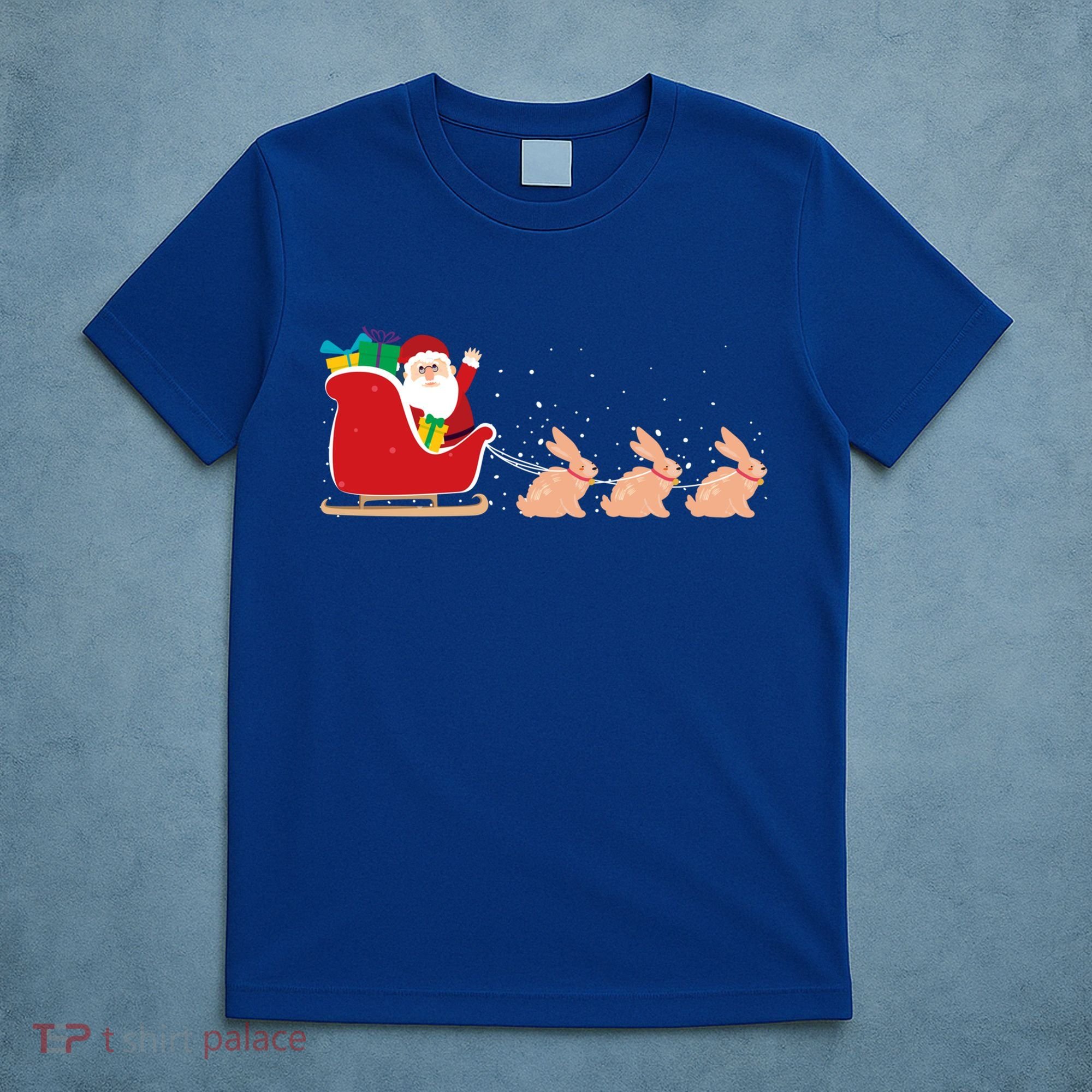 Rabbit Santa Christmas Sleigh Funny Rabbit Xmas Gift T-Shirt