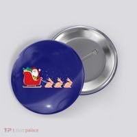 Rabbit Santa Christmas Sleigh Funny Rabbit Xmas Gift Button thumb 0